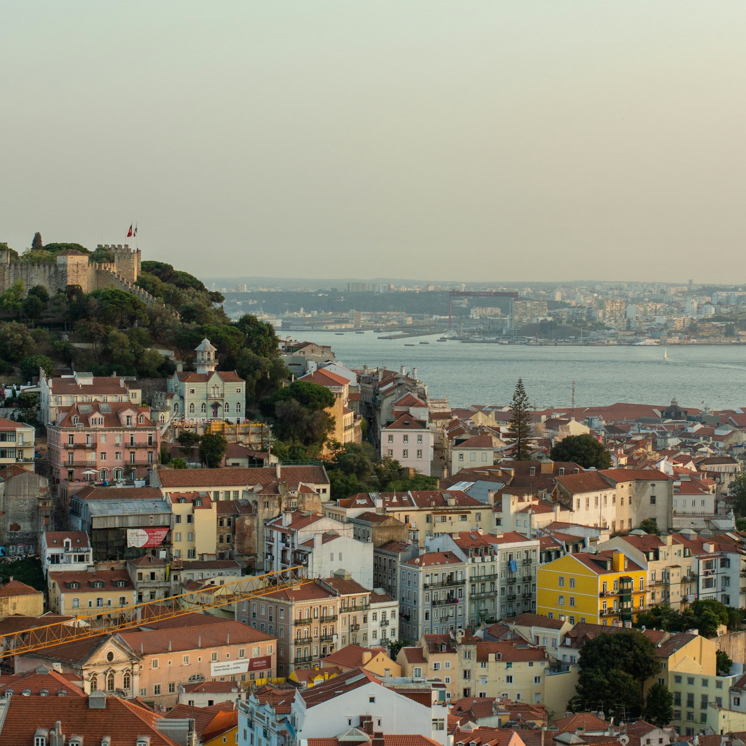 Lisbon skyline at golden hour